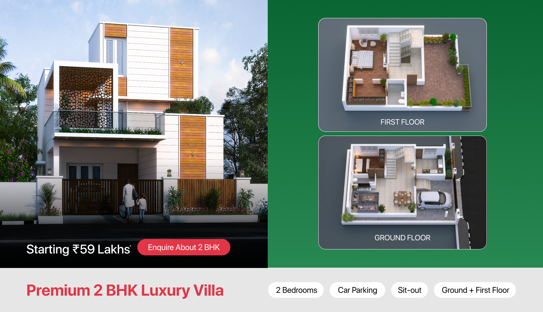 Premium 2 BHK Luxury Villa floor plans and details