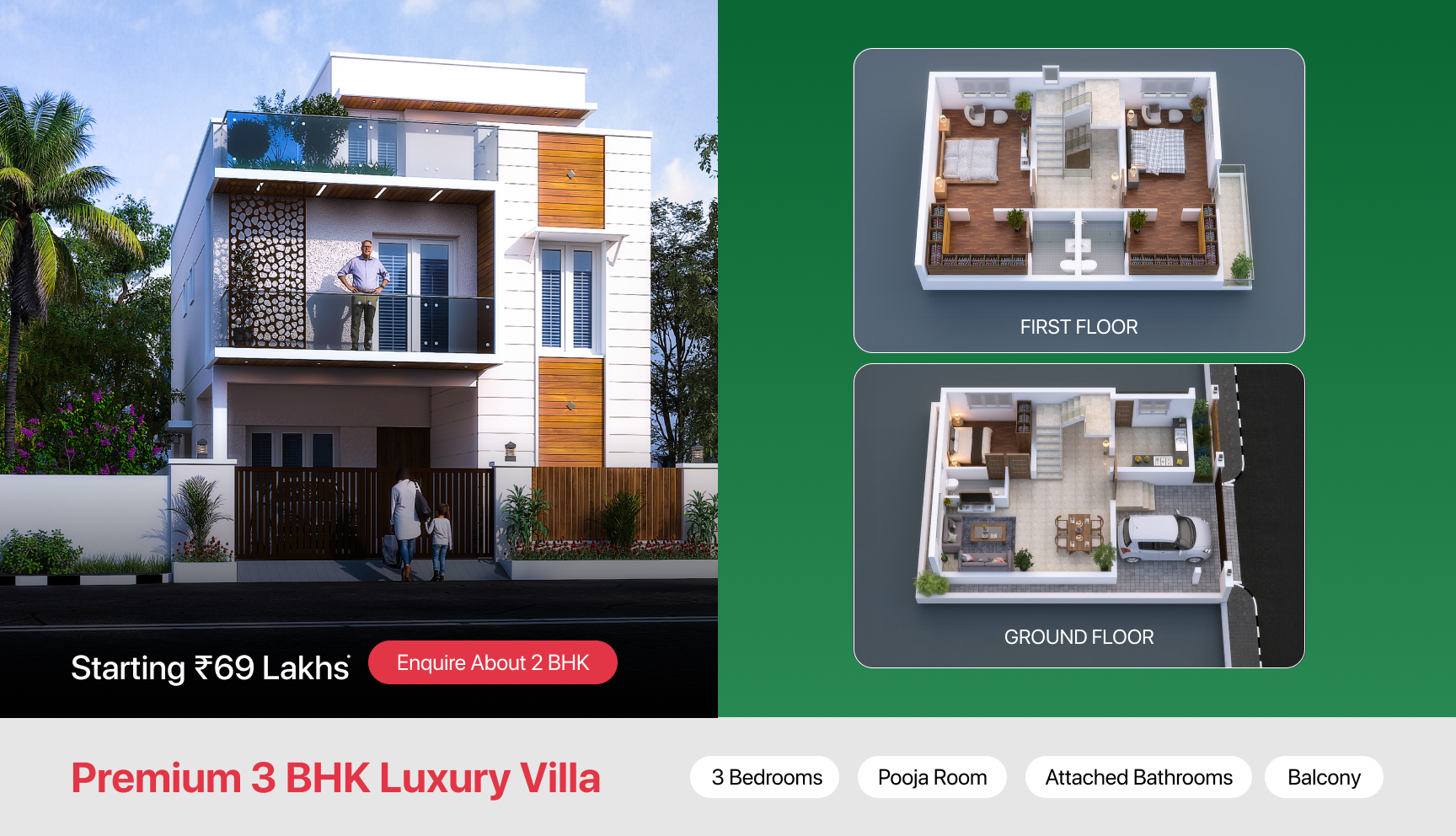 Premium 3 BHK Luxury Villa floor plans and details